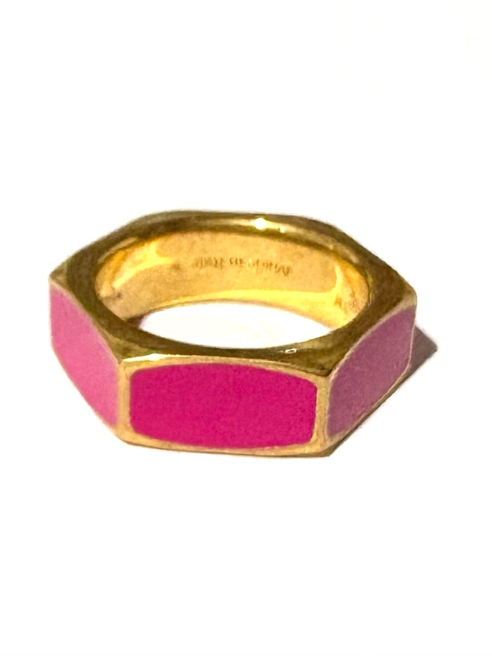 Off-White c/o Virgil Abloh Pink Enamel Hexnut Ring – Size 7